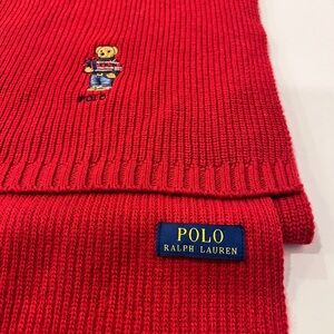 Ralph Lauren Polo Bear Mens Knit Scarf Red